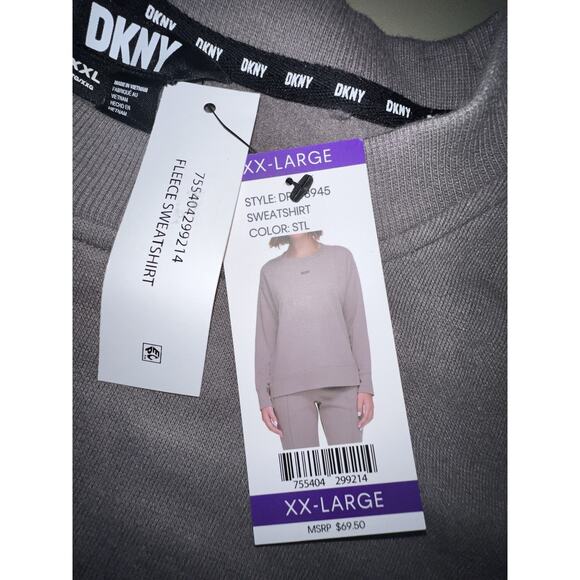 DKNY Fleece Sweatshirt Women’s XXL Steel - Picture 3 of 8